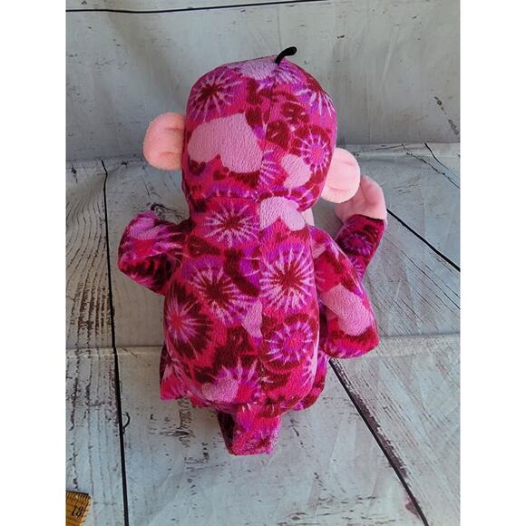 Hanging tie dye pink monkey Stuffed Animal Hook Loop Hands 16 Inches - Picture 7 of 8